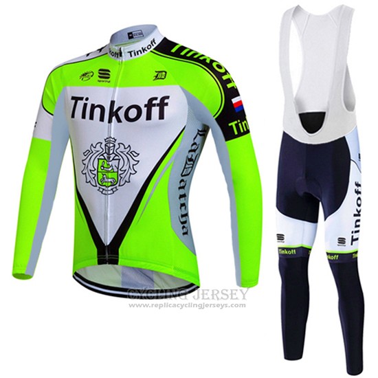 2016 Cycling Jersey Tinkoff Green and Black Long Sleeve and Bib Tight